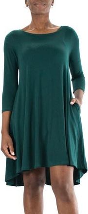 Nina Leonard Three-Quarter Sleeve Stretch Knit Trapeze Dress in Rich Pine at Nordstrom Rack, Size Small