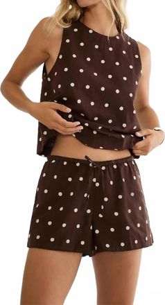Beach Riot Birkley Polka Dot Linen Short In Brown