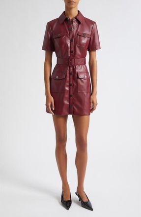 Toccin Lydia Faux Leather Snap Front Minidress in Oxblood at Nordstrom, Size 00