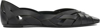 Del Carlo Lisi Woven Pointed-Toe Flats - Dames - Ballerinas - Zwart - 37 1/2 EU - Leer - Schoenen