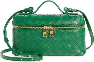 Bottega Veneta Intrecciato Leather Convertible Vanity Case in 3197 Jungle-Gold at Nordstrom