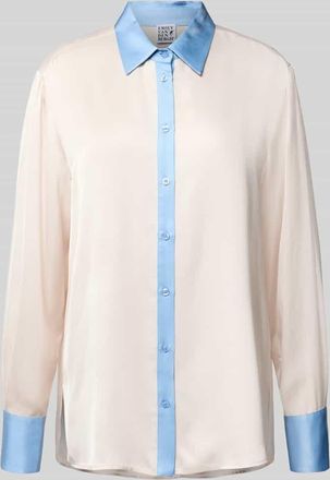 Emily van den Bergh Hemdbluse aus Viskose mit Umlegekragen in Offwhite, Größe 34
