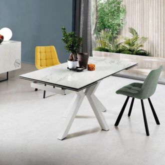 Capodarte Capodarte - Tavolo cucina allungabile 240 cm piano gres porcellanato Bianco jacky