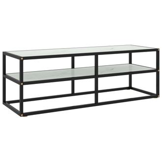 vidaXL Vidaxl - Mueble Para Tv Negro Con Vidrio De M&aacute;rmol Blanco 120x40x40 Cm