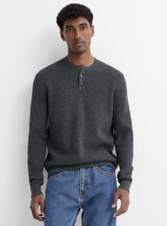 Le 31 Mens Waffle-knit Henley Shirt sweater