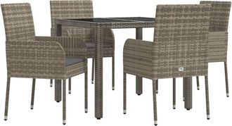 vidaXL Set Comedor De Jard&iacute;n 5 Piezas Con Cojines Rat&aacute;n Sint&eacute;tico Gris Vidaxl