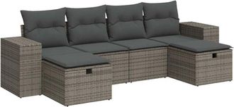 vidaXL Vidaxl - Set De Muebles De Jard&iacute;n 6 Pzas Y Cojines Rat&aacute;n Sint&eacute;tico Gris