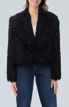 L'agence Aura Cropped Faux Fur Coat in Black at Nordstrom, Size 18