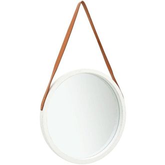 vidaXL Espejo De Pared Con Correa Blanco 50 Cm Vidaxl