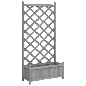 vidaXL Vidaxl - Jardinera Con Enrejado Madera Maciza De Abeto Gris