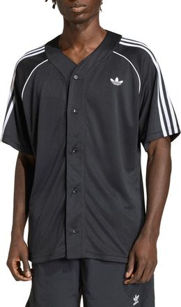 adidas Adicolor Baseball Jersey in Black/White/ at Nordstrom, Size Xx-Large R