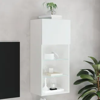 vidaXL Vidaxl - Mueble Para Tv Con Luces Led Blanco 40,5x30x90 Cm
