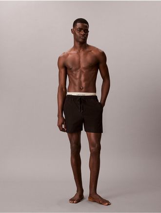Calvin Klein Mens Logo Waistband Swim Shorts - Black - XL