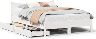 vidaXL Estructura De Cama Con Cajones Madera De Pino Blanco 120x200 Cm Vidaxl