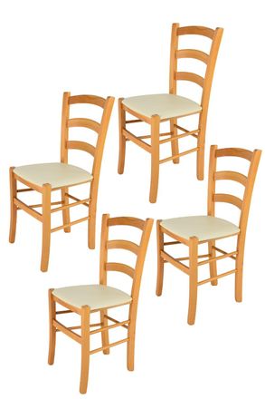 Tommychairs Tommychairs 4 Sillas Venice En Haya Color Miel, Asiento Polipiel Marfil