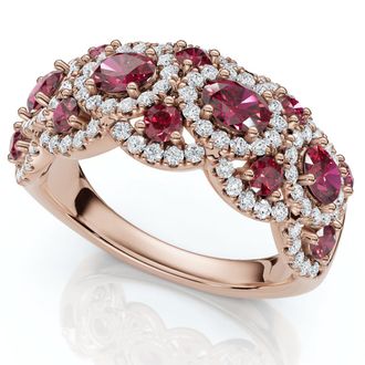 Pompeii3 1Ct Wavy Ruby & Diamond Ring 14k Gold Lab Grown