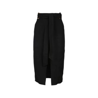 Elisabetta Franchi Midi Skirts, female, Black, Size: XS Belt-Detail Midi Skirt
