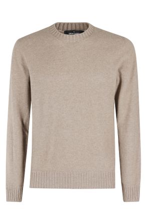Gran Sasso Beige Felted Crewneck Cashmere Sweater