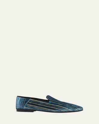 Tom Ford Mens Steven Striped Velvet Formal Loafers