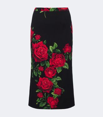 Dolce & Gabbana Floral silk-blend pencil skirt