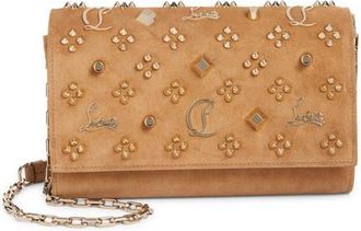 Christian Louboutin Paloma Studded Leather Clutch in 6672 Lionne/Multi at Nordstrom