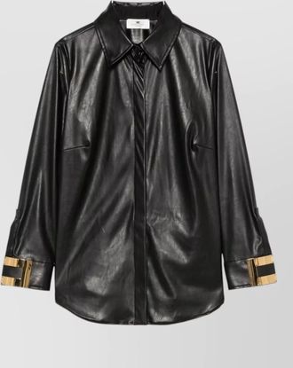 Elisabetta Franchi faux leather long-sleeve shirt