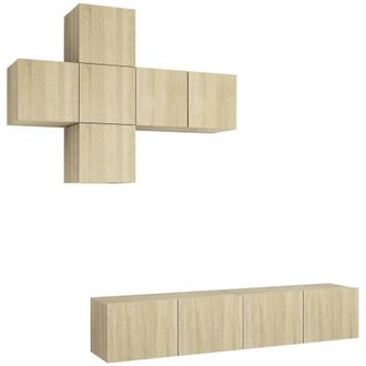 vidaXL Juego De Muebles De Sal&oacute;n 7 Piezas Roble Sonoma Vidaxl
