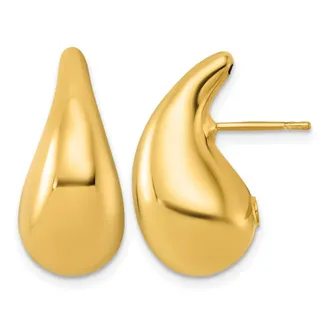 Diamond2Deal 18K Yellow Gold Polished Puffed Teardrop Stud Earrings