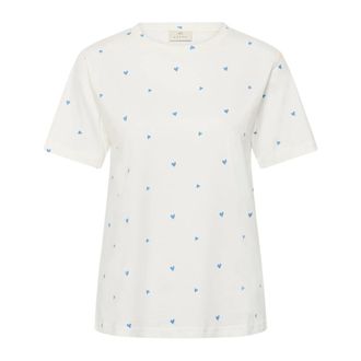 Kaffe T-shirt Cuori Blu - - Tops - Donna - Bianco - S