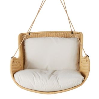 Maisons du monde Sill&oacute;n colgante de exterior de resina y coj&iacute;n blanco (base vendida por separado)