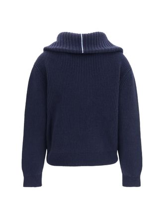 Malo Womens Cashmere High-Neck Zip Sweater Blu. Kashmir-Capra Hircus Polo Shirts Kashmir/capra T-shirts And Polos