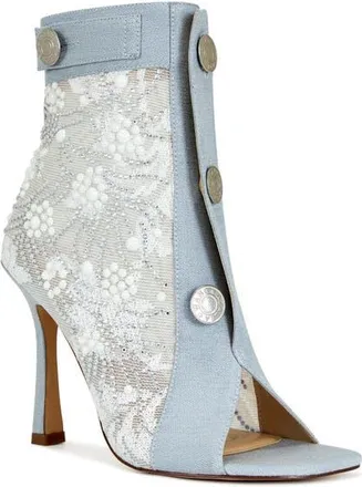 Azalea Wang Tandy Open Toe Bootie in Blue at Nordstrom, Size 7.5