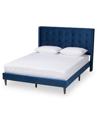 Baxton Studio Gothard Modern Contemporary Velvet Upholstered Platform Bed
