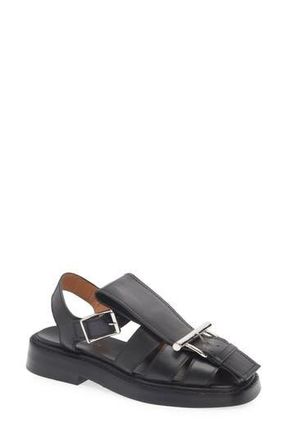 Alexander McQueen T-Bar Fisherman Sandal in Black/Silver at Nordstrom Rack, Size 8Us / 38Eu