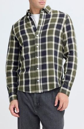 Casual Friday Check Regular Fit Cotton Button-Up Shirt in Beetle at Nordstrom, Size X-Large