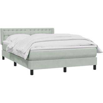vidaXL Cama Box Spring Con Colch&oacute;n Terciopelo Gris Claro 160x220 Cm Vidaxl