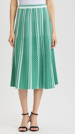 Ming Wang Roadmap Pattern Soft Knit Midi Skirt in Kelly Green/eucalyptus/ivory at Nordstrom, Size Xx-Small