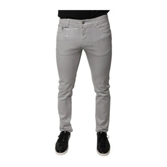 Dolce & Gabbana Skinny Trousers, male, Gray, Size: XS Gray Slim Fit Stretch Denim Jeans