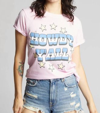 Recycled Karma Howdy Yall Tee In Crystal Pink