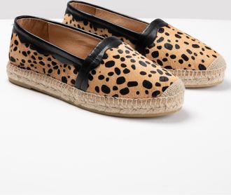 Kanna Womens Tan Espadrilles with Leopard Print Canvas - Size UK 8