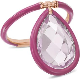 NSR Nina Runsdorf Rose Quartz Enamel Ring - women - 18kt Rose Gold/quartz - One Size - Pink