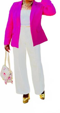 Skies Are Blue Clothing Flap Pocket Open Front Blazer In Ultra Pink