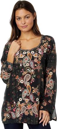 Johnny Was Lori Blouse Womens Multicolor Embroider Scoop Neck GBO2295
