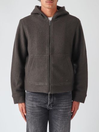 Emporio Armani Hooded Wool and Cotton Blend Zip-Up Sweatshirt