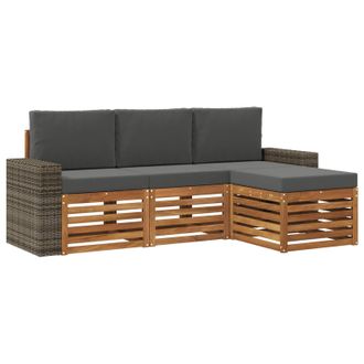 vidaXL Conjunto De Sof&aacute;s De Exterior 4 Pcs Natural Y Antracita Vidaxl