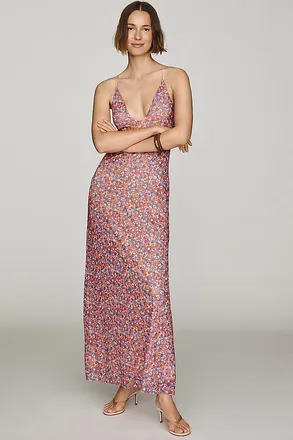 AFRM Romy Scoop-Neck Mesh Midi Dress