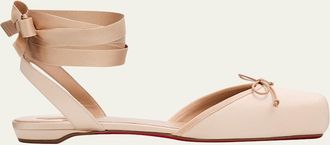 Christian Louboutin Cassia Satin Lace-Up Ballerina Flats