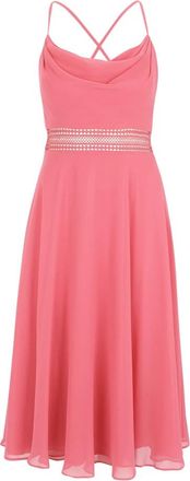Vera Mont Chiffon Cocktailjurk met Watervalhalslijn - Dames - Casual kleedjes - Roze - S - Chiffon - Kleedjes