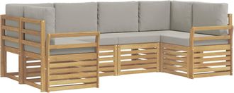 vidaXL Conjunto De Sof&aacute;s De Exterior 6 Uds. Blanco Y Gris Claro Vidaxl