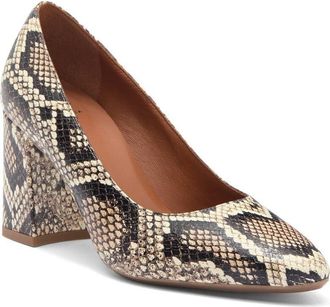 Aquatalia Aquatalia Peony Pump Womens Beige Snake Print Slip On Block Heel ZOGG586